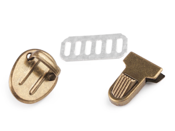 Mini-Steckschloss  18 x 24 mm - Altmessing